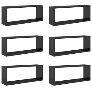 vidaXL Wall Cube Shelf 6 pcs High Gloss Grey 60x15x23 cm Engineered Wood