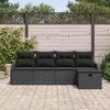 vidaXL Garden Sofa Set with Cushion Manual 5 pcs Black Poly rattan