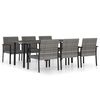 vidaXL 7 Piece Garden Dining Set Poly Rattan Grey