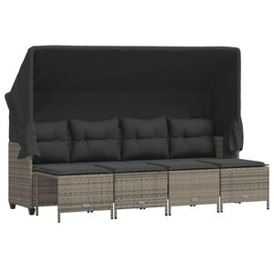 vidaXL 5 Piece Garden Sofa Set with Cushions Grey Poly Rattan