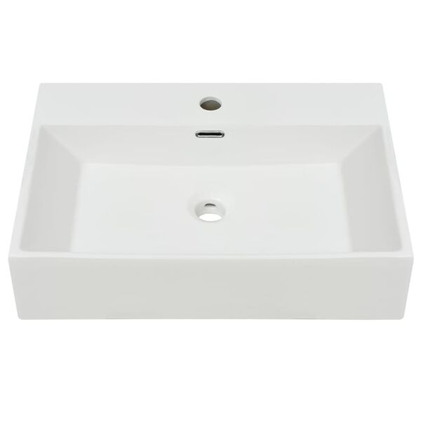 vidaXL Basin with Faucet Hole Ceramic White 60.5x42.5x14.5 cm