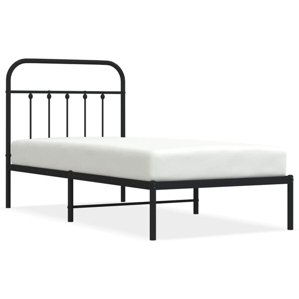 vidaXL Metal Bed Frame without Mattress with Headboard Black 90x190cm
