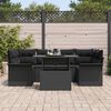 vidaXL Garden Sofa Set with Cushion 7 pcs Black Poly Rattan
