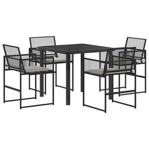 vidaXL Garden Dining Set 5 pcs Black Poly Rattan