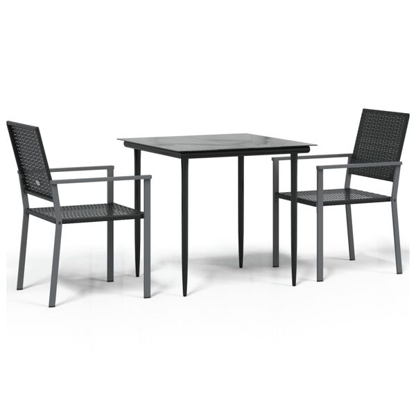 vidaXL 3 Piece Garden Dining Set Poly Rattan and Steel