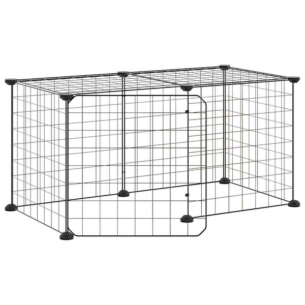vidaXL 8-Panel Pet Cage with Door Black 35x35 cm Steel