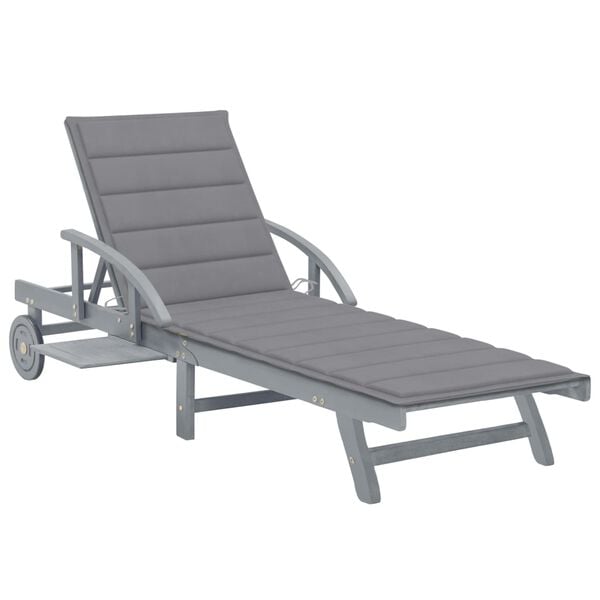 vidaXL Garden Sun Lounger with Cushion Solid Acacia Wood