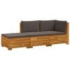 vidaXL 3 pcs Outdoor Sofa Set Solid Acacia Wood Brown