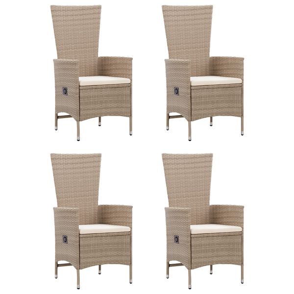 vidaXL 5 Piece Garden Dining Set with Cushions Poly Rattan Beige