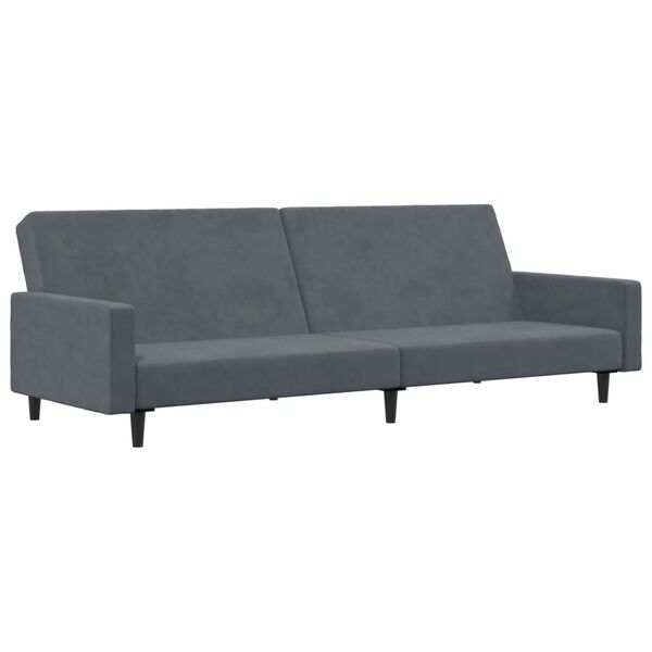 vidaXL 2-Seater Sofa Bed with Footstool Dark Grey Velvet