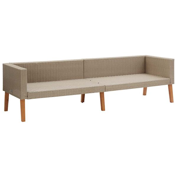 vidaXL 3-Seater Garden Sofa with Cushions Poly Rattan Beige