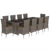 vidaXL 11 Piece Garden Dining Set with Cushions Grey Poly Rattan