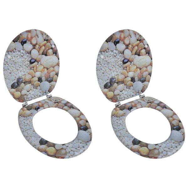 vidaXL Toilet Seats with Lids 2 pcs MDF Pebbles