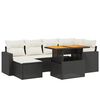 vidaXL 7 Piece Garden Sofa Set with Cushions Black Poly Rattan