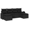 vidaXL Garden Sofa Set with Cushion 6 pcs Black Poly Rattan