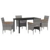 vidaXL Garden Dining Set 5 pcs Grey Poly Rattan