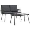vidaXL Garden Dining Set 2 pcs Black Poly Rattan