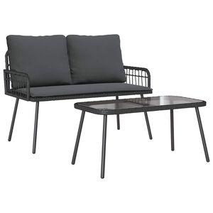 vidaXL Garden Dining Set 2 pcs Black Poly Rattan