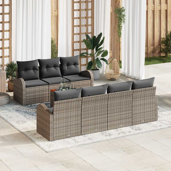 vidaXL Garden Sofa Set 8 pcs Grey