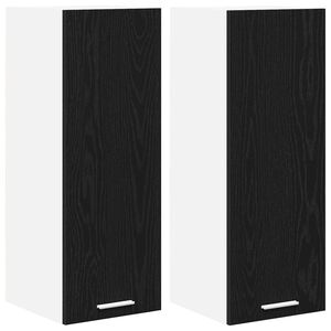 vidaXL Hanging Cabinet 2 pcs Black Oak and White 30 x 31 x 80 cm