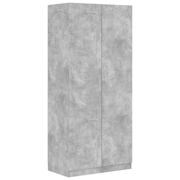 vidaXL Wardrobe Concrete Grey 90x52x200 cm Engineered Wood