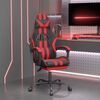 vidaXL Swivel Gaming Chair with Footrest Black&Red Faux Leather