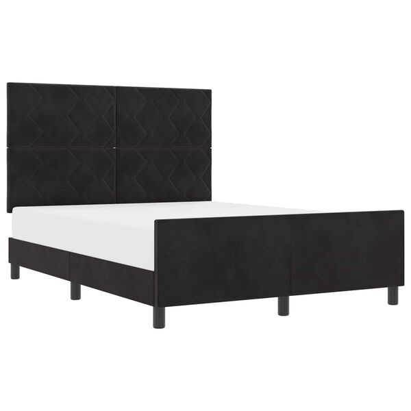vidaXL Bed Frame with Headboard Black 137 x 190 cm Velvet