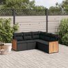 vidaXL 5 Piece Garden Sofa Set with Cushions Black Poly Rattan