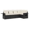 vidaXL 5 Piece Garden Sofa Set with Cushions Black Poly Rattan