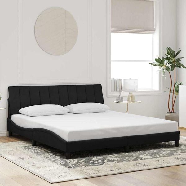 vidaXL Bed Frame without Mattress "Hanko" Black 180x200 cm King Velvet