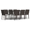 vidaXL 9 Piece Garden Dining Set with Cushions Poly Rattan and Steel