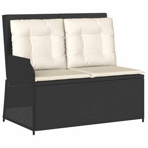 vidaXL Garden Bench with Cushion Black Poly rattan