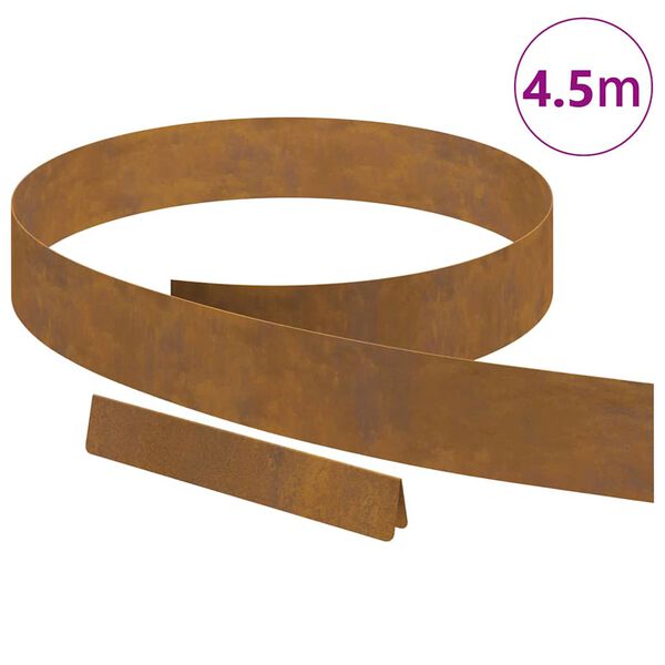 vidaXL Lawn Edging Rusty 450 x 0.05 x 10 cm Weathering Steel