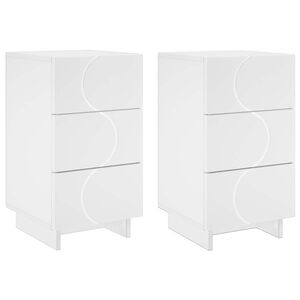 vidaXL Bedside Cabinet 2 pcs White 33.5 x 34.5 x 60 cm Engineered Wood