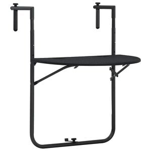 vidaXL Hanging Balcony Table Black 60x64x83,5 cm Plastic Rattan Look