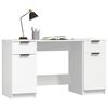 vidaXL Desk with Side Cabinet White Engineered Wood