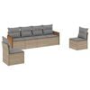 vidaXL 6 Piece Garden Sofa Set with Cushions Beige Poly Rattan