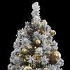 vidaXL Artificial Hinged Christmas Tree 300 LEDs & Ball Set 180 cm