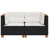 vidaXL Garden Sofas Corner with Cushions 2 pcs Black Poly Rattan