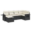 vidaXL 6 Piece Garden Sofa Set with Cushions Black Poly Rattan