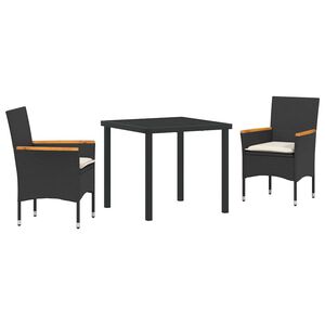 vidaXL Garden Dining Set with Cushion 5 pcs Black Poly Rattan