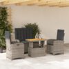 vidaXL 4 Piece Garden Dining Set with Cushions Grey Poly Rattan