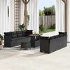 vidaXL Garden Sofa Set with Cushion 11 pcs Black Poly Rattan