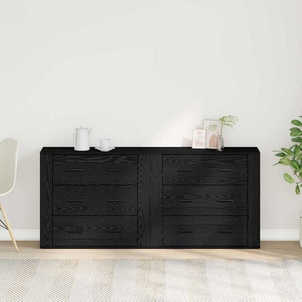 vidaXL Sideboard Black Oak 160 x 33 x 70 cm Engineered Wood