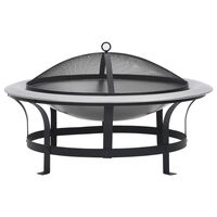 vidaXL Outdoor Fire Pit with Grill Stainless Steel 76 cm
