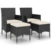 vidaXL 4 Piece Garden Chair and Stool Set Poly Rattan Black
