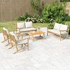 vidaXL 5 Piece Garden Lounge Set with Cream White Cushions Bamboo