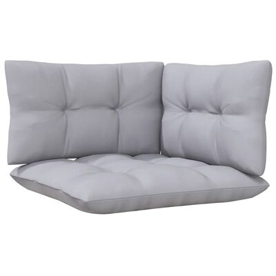 vidaXL 3-Seater Garden Sofa with Grey Cushions Solid Pinewood
