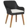 vidaXL Garden Dining Set with Cushion 7 pcs Black Poly Rattan