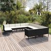 vidaXL 12 Piece Garden Lounge Set with Cushions Poly Rattan Black